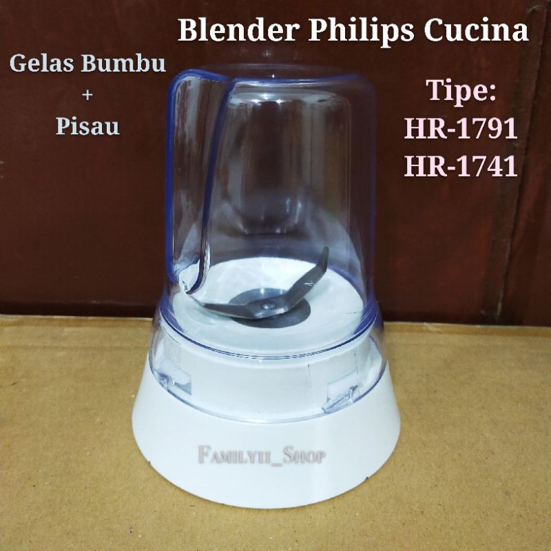 GELAS BUMBU + PISAU UNTUK BLENDER PHILIPS CUCINA HR-1791 HR-1741 HR-1731