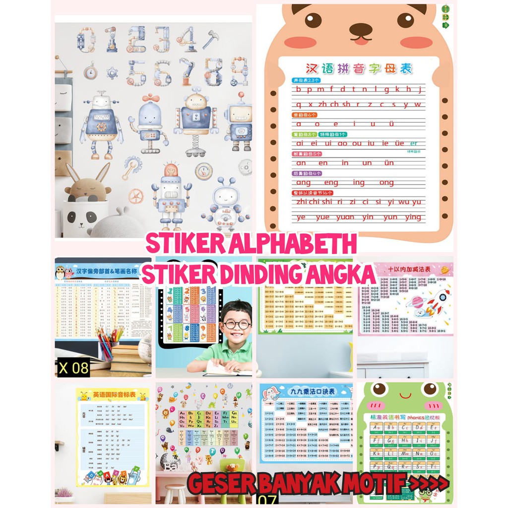 Jual Gm Stiker Dinding Alphabeth Stiker Angka Stiker Huruf Stiker Perkalian Stiker Abjad