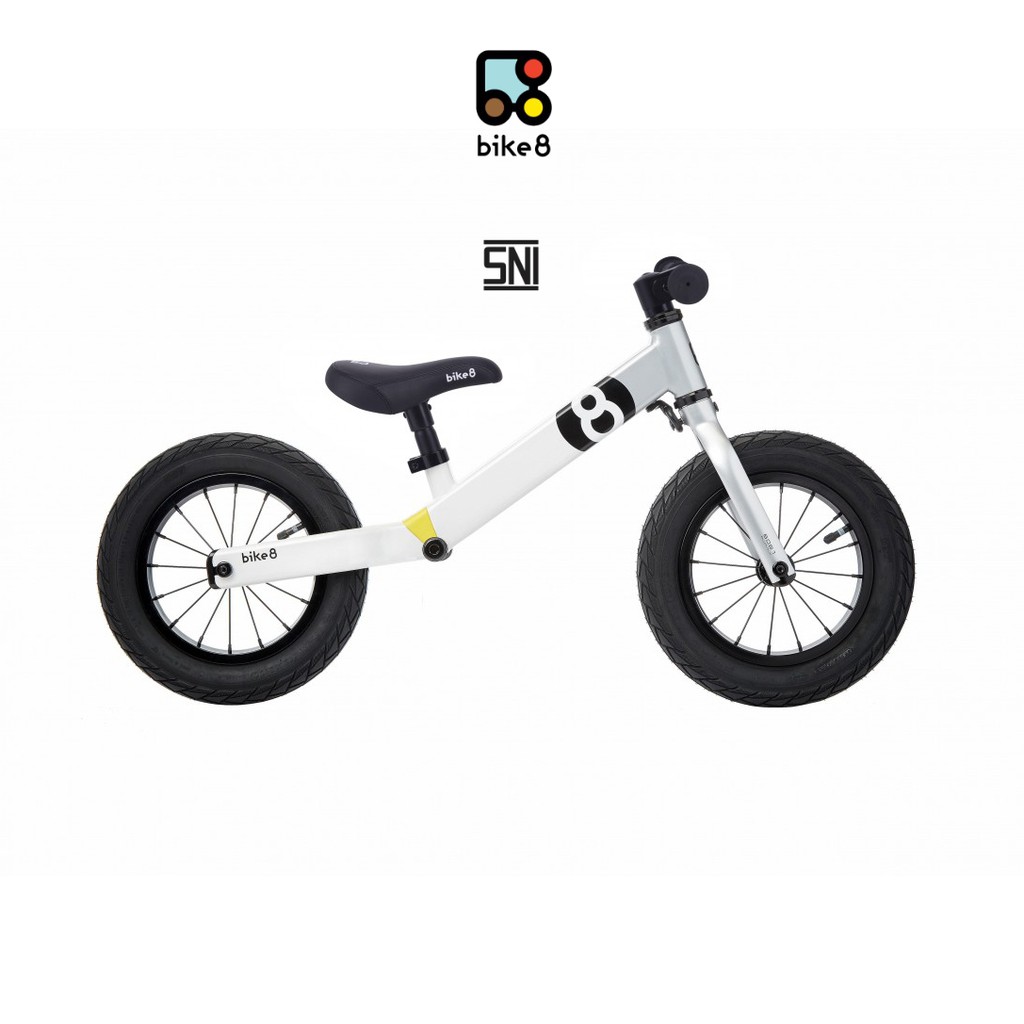 BIKE8 PRO EDITON Balance Bike / Push Bike - WHITE SILVER