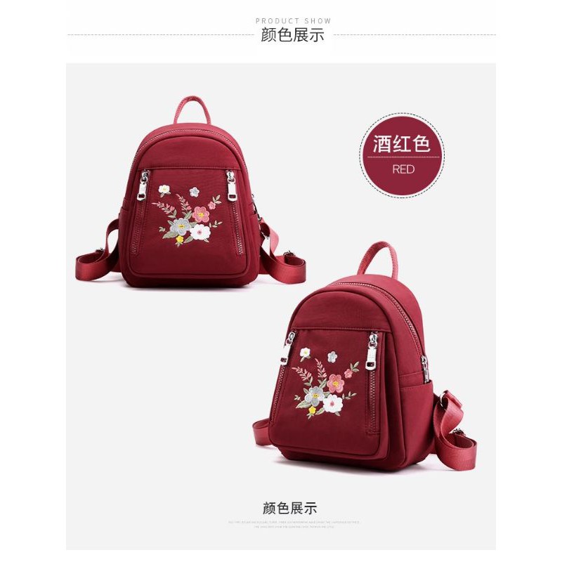 Hot Sale 11.11 Chibao Kecil Bordir | Fashion Women Backpack Flower | Bordir Beautiful Bag Travel Student School Small Casual