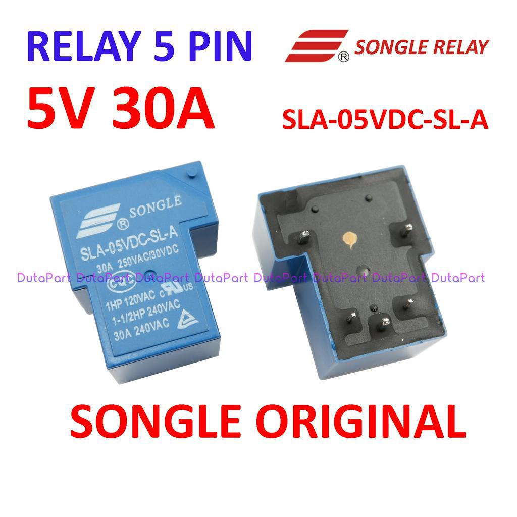 Relay 5V 30A ORIGINAL SONGLE SLA-05VDC-SL-A 5 PIN Kaki 5P