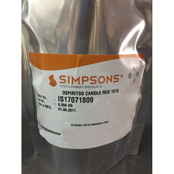 

Ospiritso Candle Red 1615 Pewarna merah basis minyak / solvent 250 gr