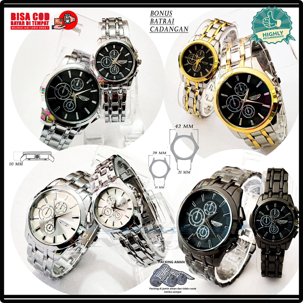DISKON / Jam Tangan Pasangan Cowok Cewek Couple Tali Rantai Original Murah / Jam Tangan Stainless St