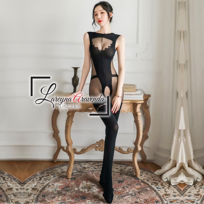 Lingerie Body Stocking Seksi Fit M/L/XL/XXL Model Middle Transparant LG383