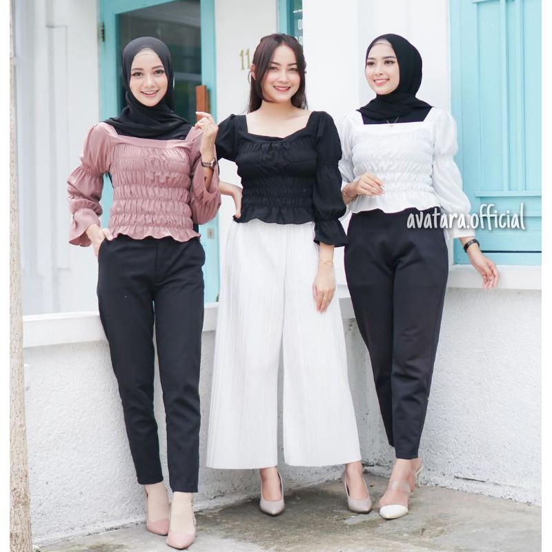 Kemeja Azahra || atasan kerut wolvis ||Kemeja wanita