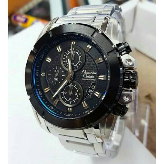 MURAH JAM TANGAN PRIA ALEXANDRE CHRISTIE 6226 BLACK SILVER ORIGINAL