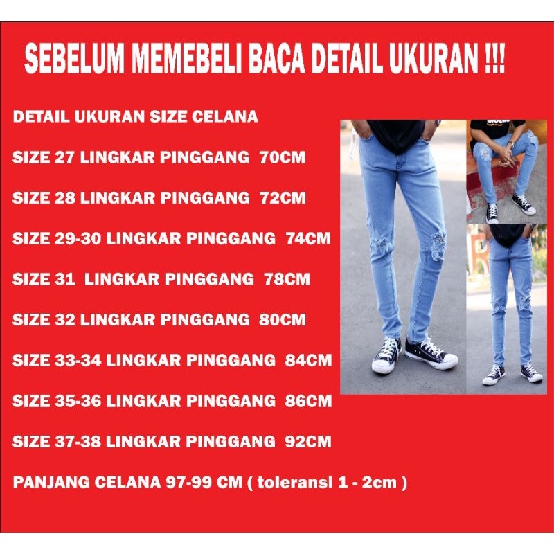 Celana Jeans Pria sobek lutut robek ripped 27-38 destroy premium bioblitz