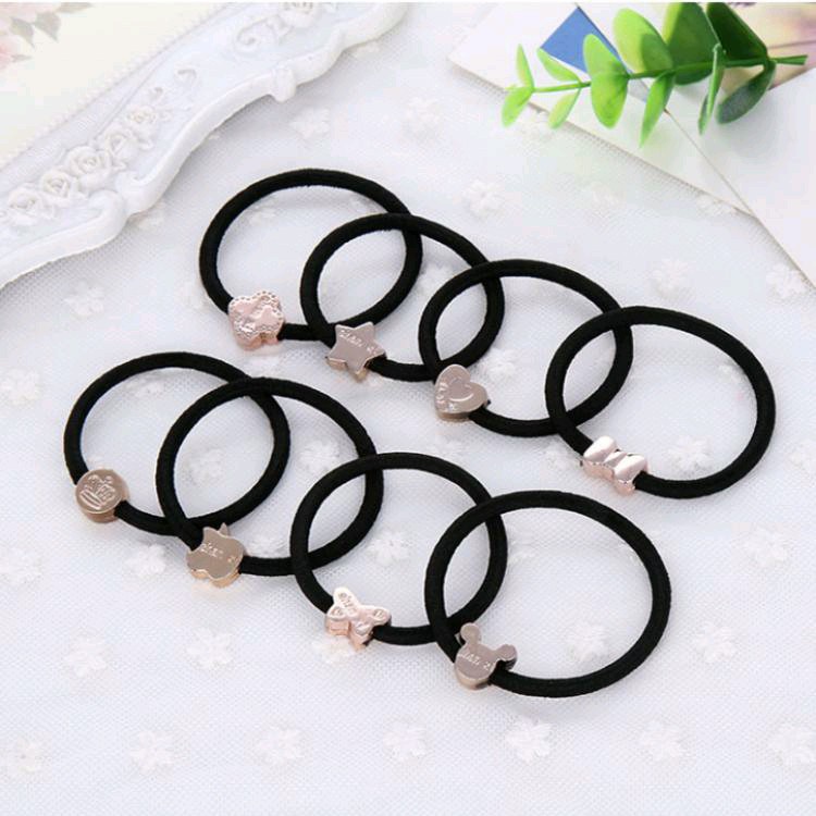 Ikat Rambut Karet Hitam Wanita Korea / Karet Simple Elegan / Karet Ikat Rambut Murah