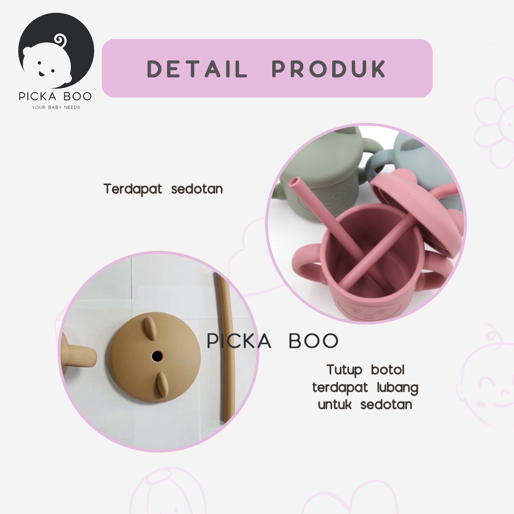 PICKA BOO Gelas Training Cup Bayi dan Gelas Snack Cemilan Anak Silikon Premium 2in1