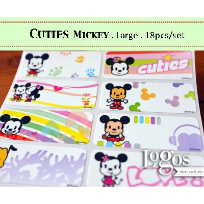 

TERLARIS!! Cuties Mickey LARGE Label nama waterproof. Sticker cute minnie chibi UNIK