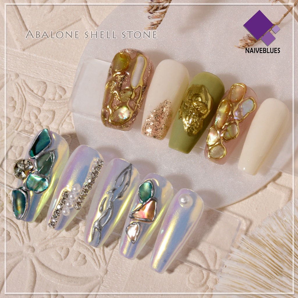 Naiveblue Ornamen Kerang Abalone 3D Warna-Warni Untuk Dekorasi Nail Art