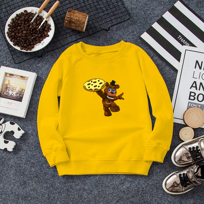 Jaket Sweater Crewneck Anak FNAF Freddy Pizza Unisex