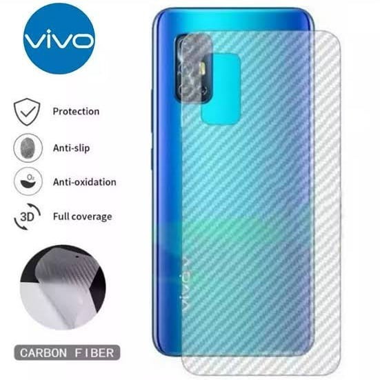 Skin Carbon VIVO Y30 / Y 50 / Y30i Garskin Skin Back Protector Handphone Anti Gores Belakang