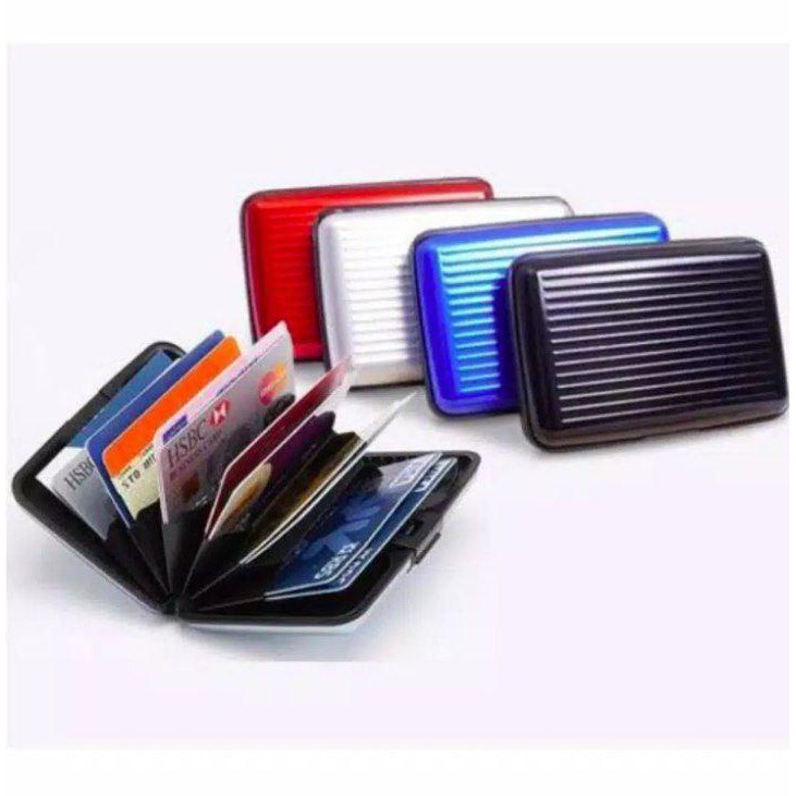 Card Caddy Dompet Kartu Alumunium Anti Air Dompet Penyimpanan Kartu Organizer