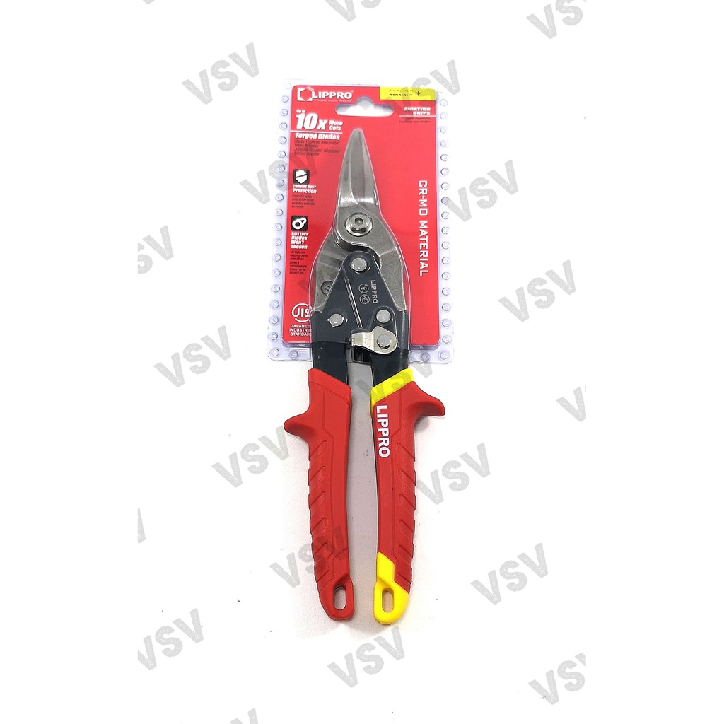 Lippro Gunting seng 10&quot; MERAH Gunting Holo Gunting baja ringan Aviation Snips  CR-Mo