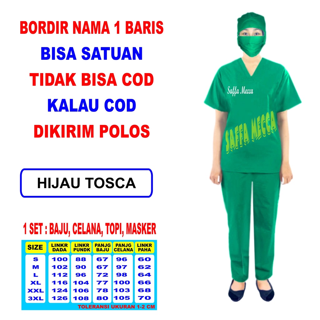 BAJU OKA BORDIR NAMA  / BORDIR NAMA  BAJU OKA / SERAGAM OKA  BORDIR NAMA  / BAJU JAGA / BAJU PERAWAT LENGAN PENDEK TANPA COD