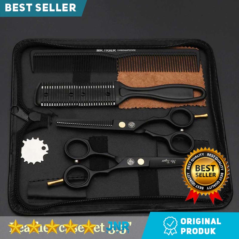 [100% ORIGINAL] MrTiger Gunting Rambut Professional 5.5 Inch 2 PCS with Razor Comb Alat Pencukur