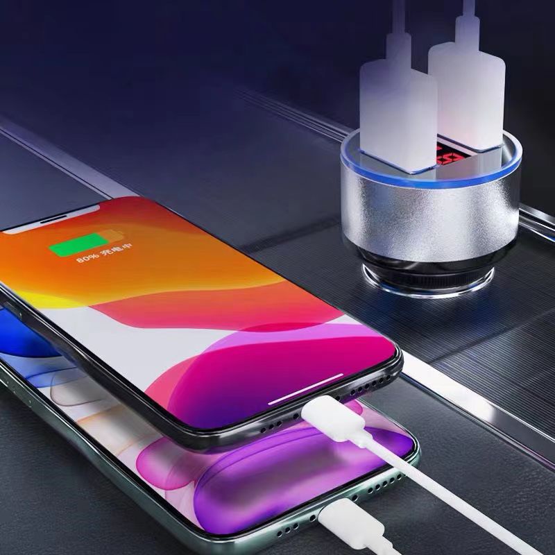 (Dalam stok, dikirim dari Jakarta)Asli Dual Port 3.1A 12V/24V Dual USB Charger Mobil Tampilan Digital iPhone Xiaomi Samsung Quick Charge Universal Voltage Monitor Tampilan Layar Mobil Charging Voltage Display Charger Mobil Mobil Pengisi Daya Ponsel