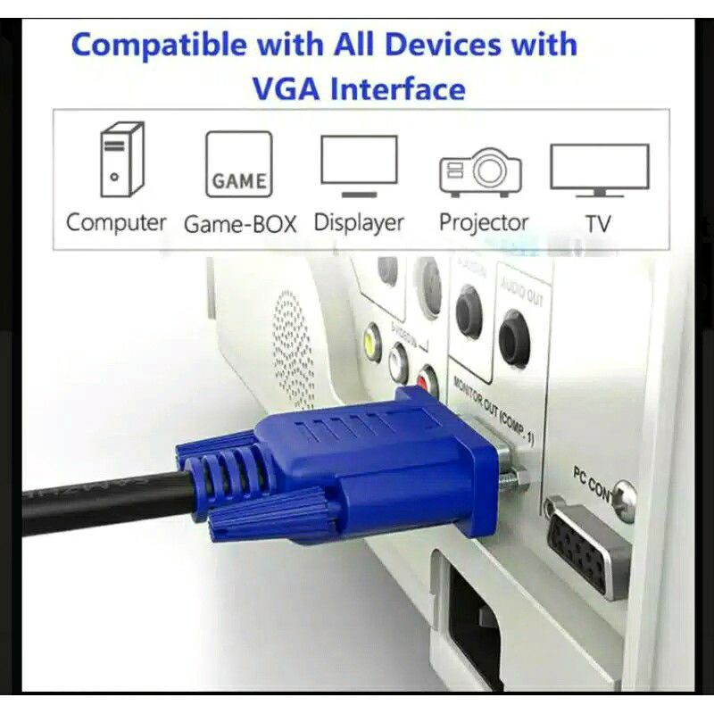 Kabel VGA To VGA 1.5 meter 1.5M Jernih Untuk LCD Monitor