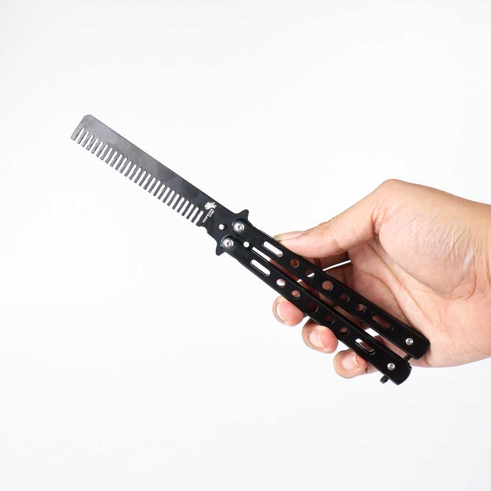 Sisir Lipat Besi Butterfly Sisir Rambut Pria Wanita Balisong Training Knife CS GO KNIFEZER