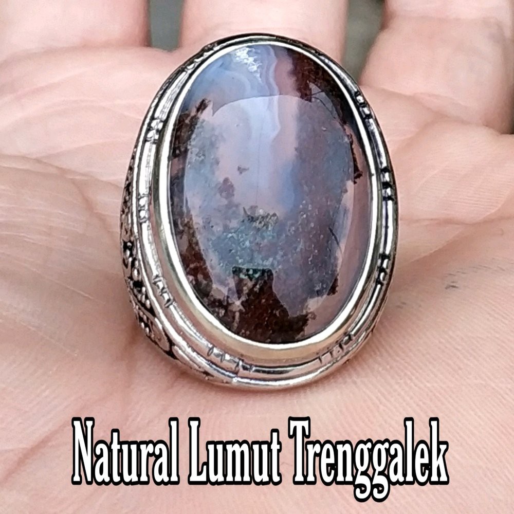 CINCIN BATU AKIK NATURAL LUMUT TRENGGALEK MOTIF MANTAP