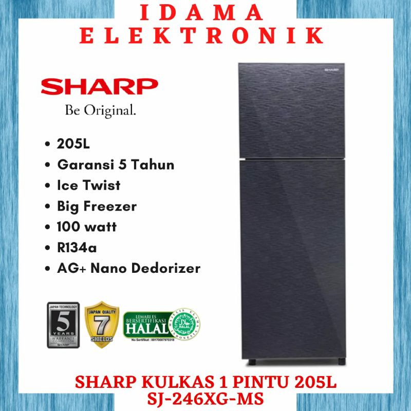 SHARP Kulkas 2 Pintu SJ-326XG-MS - Silver