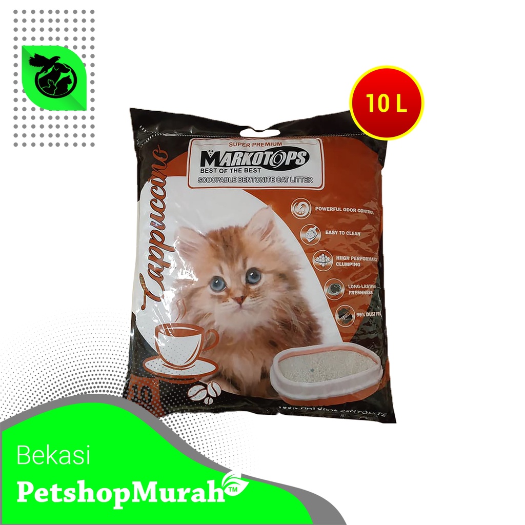 Pasir Kucing Markotops 10 Liter Cat Litter 10ltr Gumpal Clumping Wangi