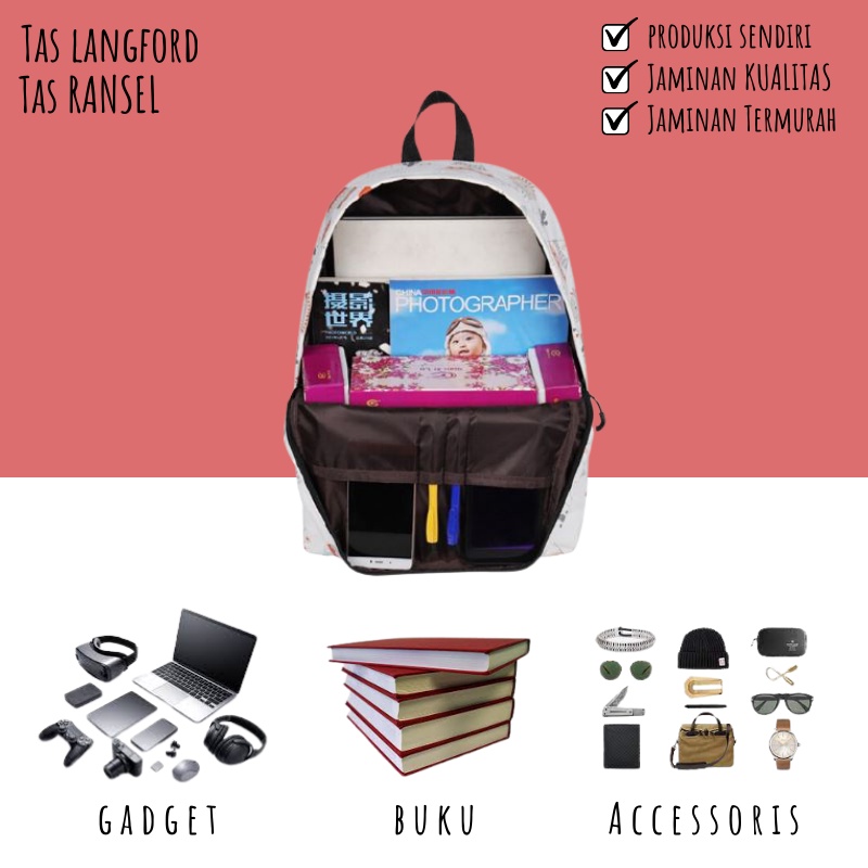 Tas Ransel - Mini Backpack Punggung Bahu Model Motif Terbaru Kekinian Sekolah Travelling Perempuan Wanita Cewek 001