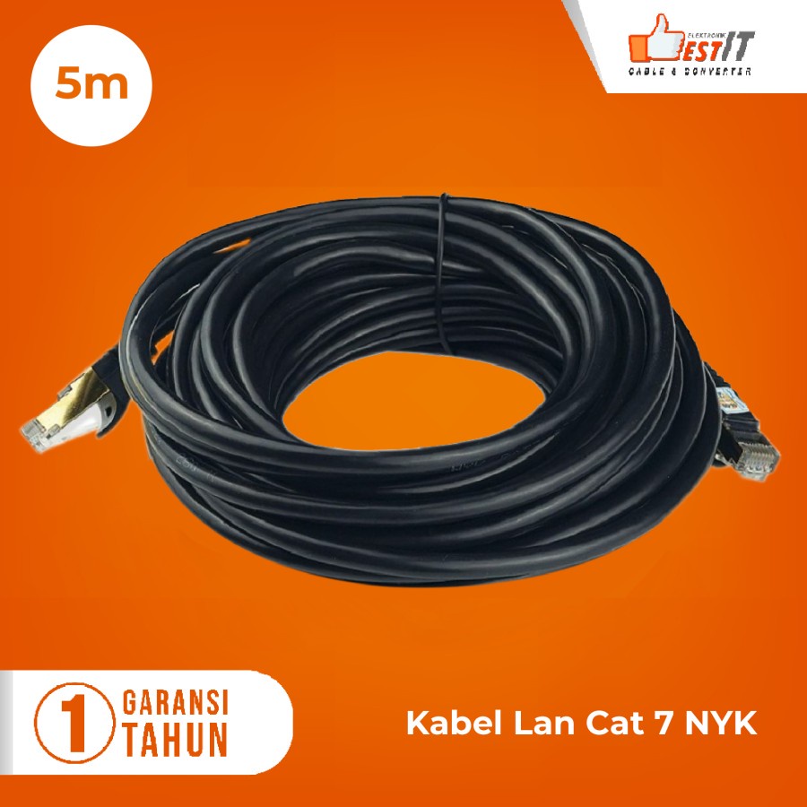 Kabel Lan SSTP Cat7 Ethernet Network 10Gbps Gold Plated RJ45 5 Meter NYK