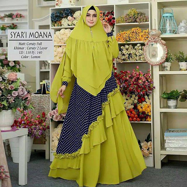 Paling Inspiratif Gamis  Hijau  Botol Kombinasi Lemon  The 