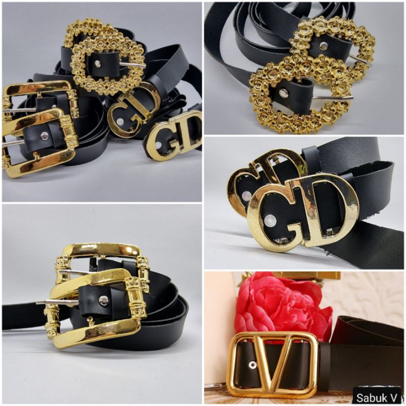 BELT KEPALA EMAS CD, ROSE, V / IKAT PINGGANG SINTETIS