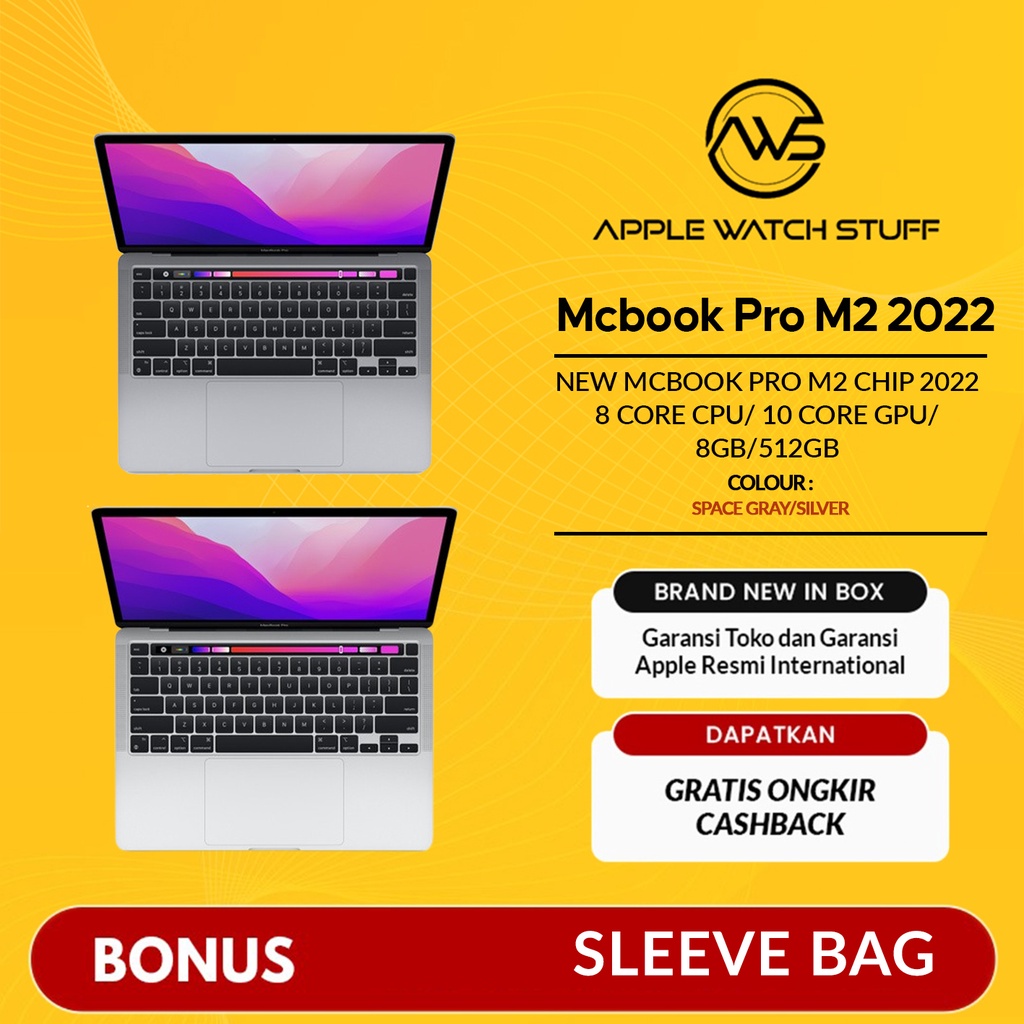 Mcbook Pro M2 Chip 2022 8 Core CPU/ 10 Core GPU/ 8GB/512GB