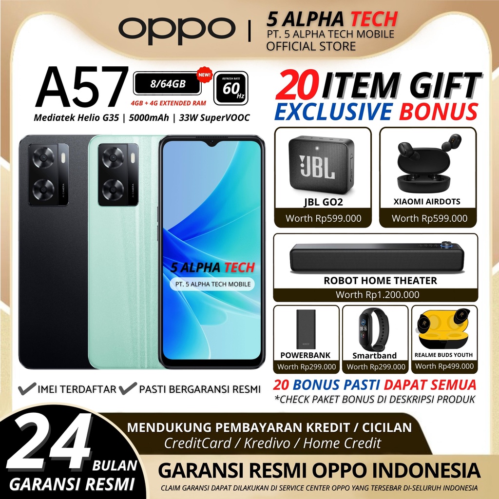 OPPO A57 8/128GB 8/64GB ( 4GB + 4GB EXTENDED RAM ) GARANSI RESMI OPPO