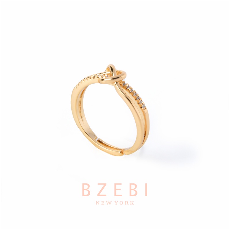 Bzebi Cincin Emas 18k Model Simpul Tali Adjustable Hias Berlian Imitasi 789r