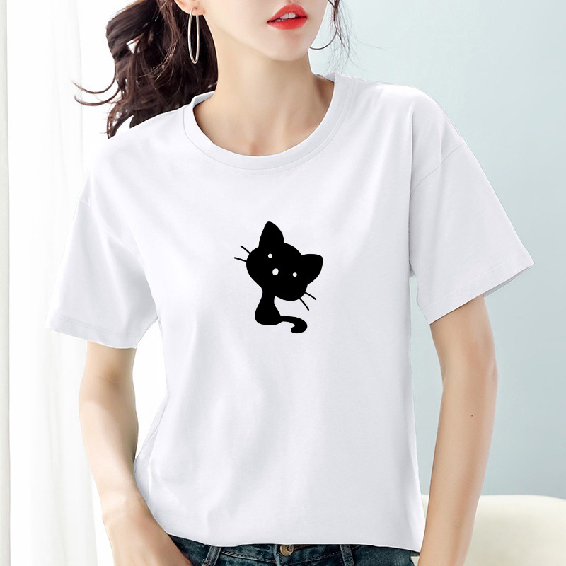 Kaos Wanita Cotton combed 30s Kucing / Baju wanita cotton combed 30s / Kaos polos wanita Bee088