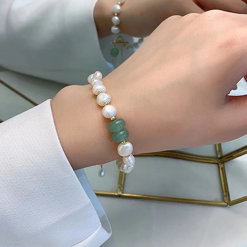 Classic Natural Stone Pendant Pearl Bangle/ Simple Temperament Geometry Adjustable Bracelet