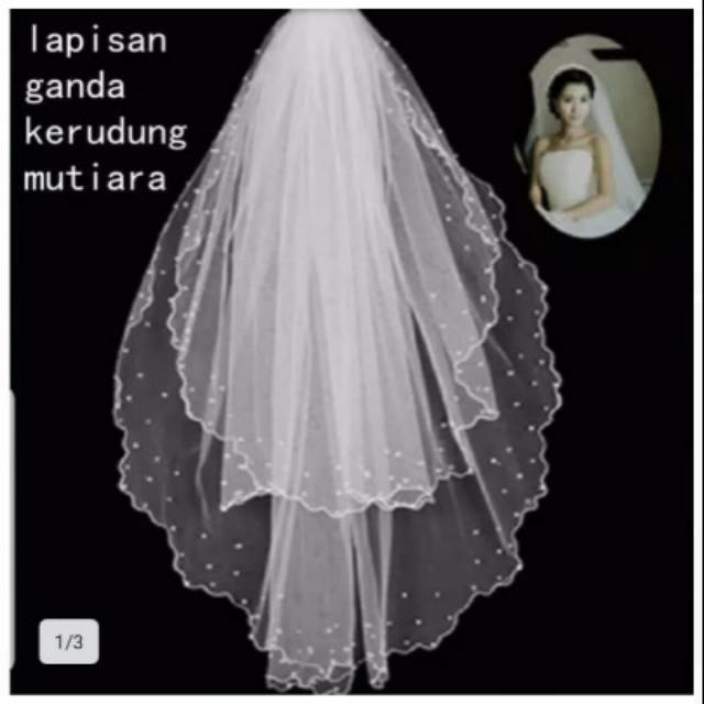 Veil 2 layer mutiara /kerudung pengantin