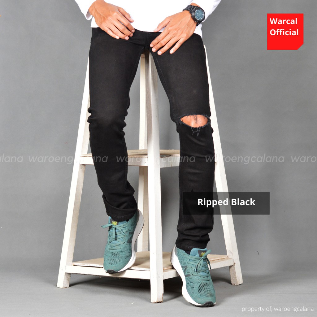 Celana Panjang Jeans Sobek Ripped Black