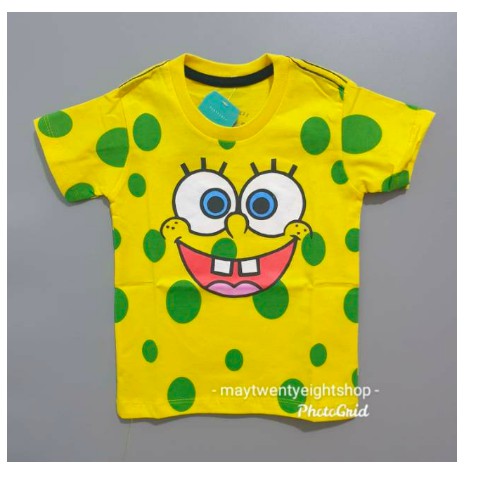 Baju Kaos Katun Anak Spongebob Squarepants / Baju Kaos Atasan Anak Spongebob / Kaos Anak Katun