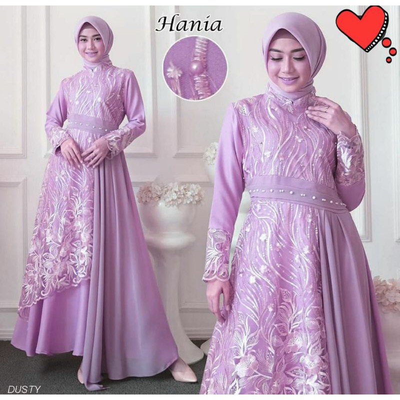 Gamis Brokat Mix Seruty Babydoll Dengak Aksen Payet Mutiara Gamis Brukat Ramadlan Syar I Shopee Indonesia