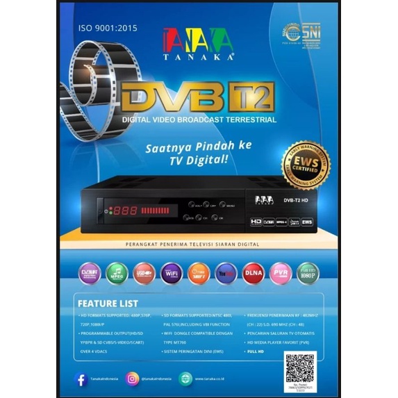 Set topbox tv digital TANAKA DVB T2 EWS UHF HD,, set topbox tv analog ke digital/ set top box tv dig