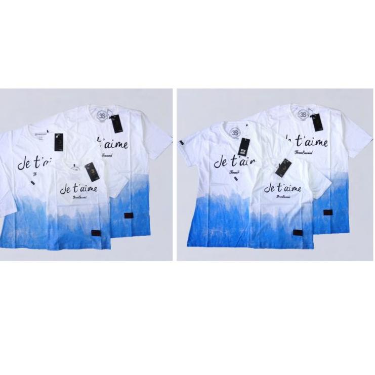 Paling Diminati ANAK 1 - 10 TAHUN KAOS 3SECOND COUPLE FAMILY KELUARGA je taime WARNA Putih BIRU