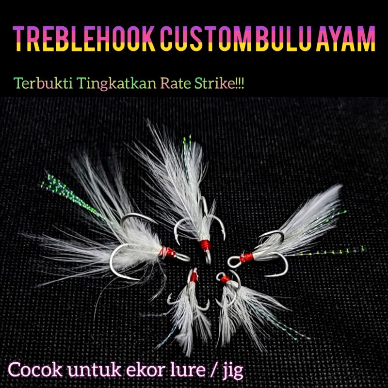 Treble hook Bulu Variasi Custom rate strike lebih optimal