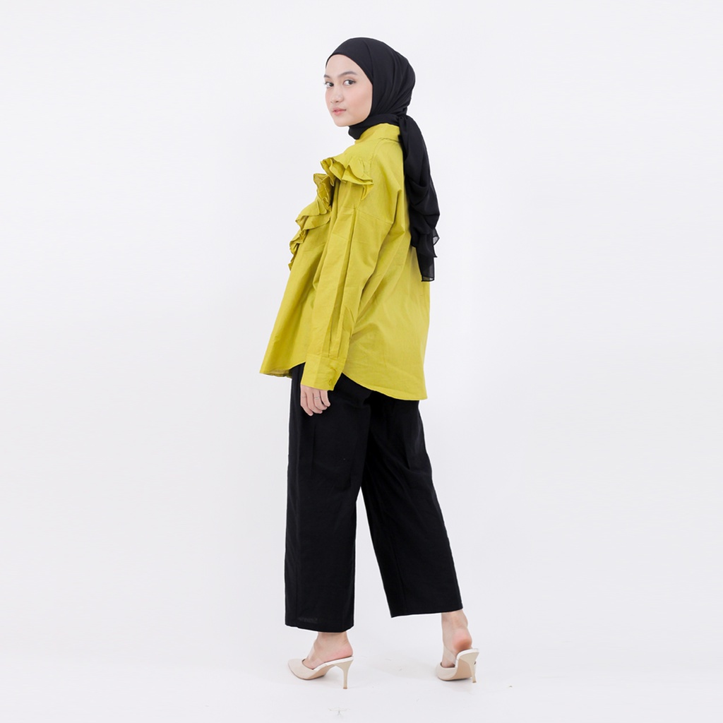 RX FASHION  - LOUISHA KATUN SHIRT XXL TWISTCONE / KEMEJA RAMI VALERIA / LOUISHA BLOUSE WANITA KEKINIAN OVERSIZE SHIRT RAMPEL - NN