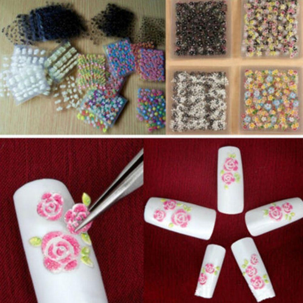 Needway   Stiker Nail Art Decals Dekorasi Desain 3D Manicure Tips 50lembar Manikur Bunga