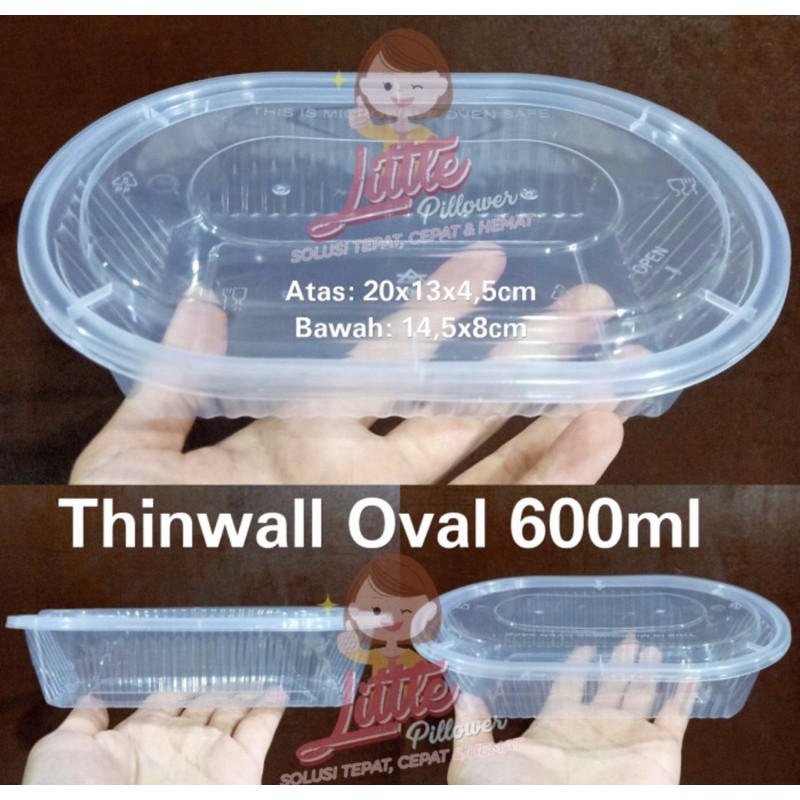 (ISI25pcs - OVAL 600ML BENING) Thinwall OVAL 600ml/ lunch box plastik/ kotak makan bento / thinwall