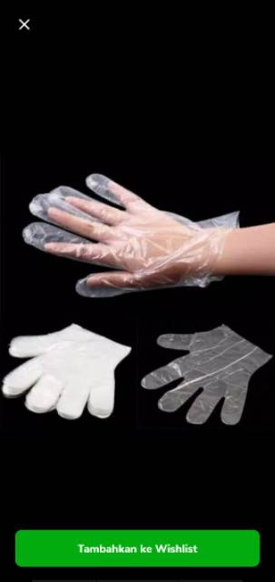 100 Pcs Sarung Tangan Plastik / Hand Gloves