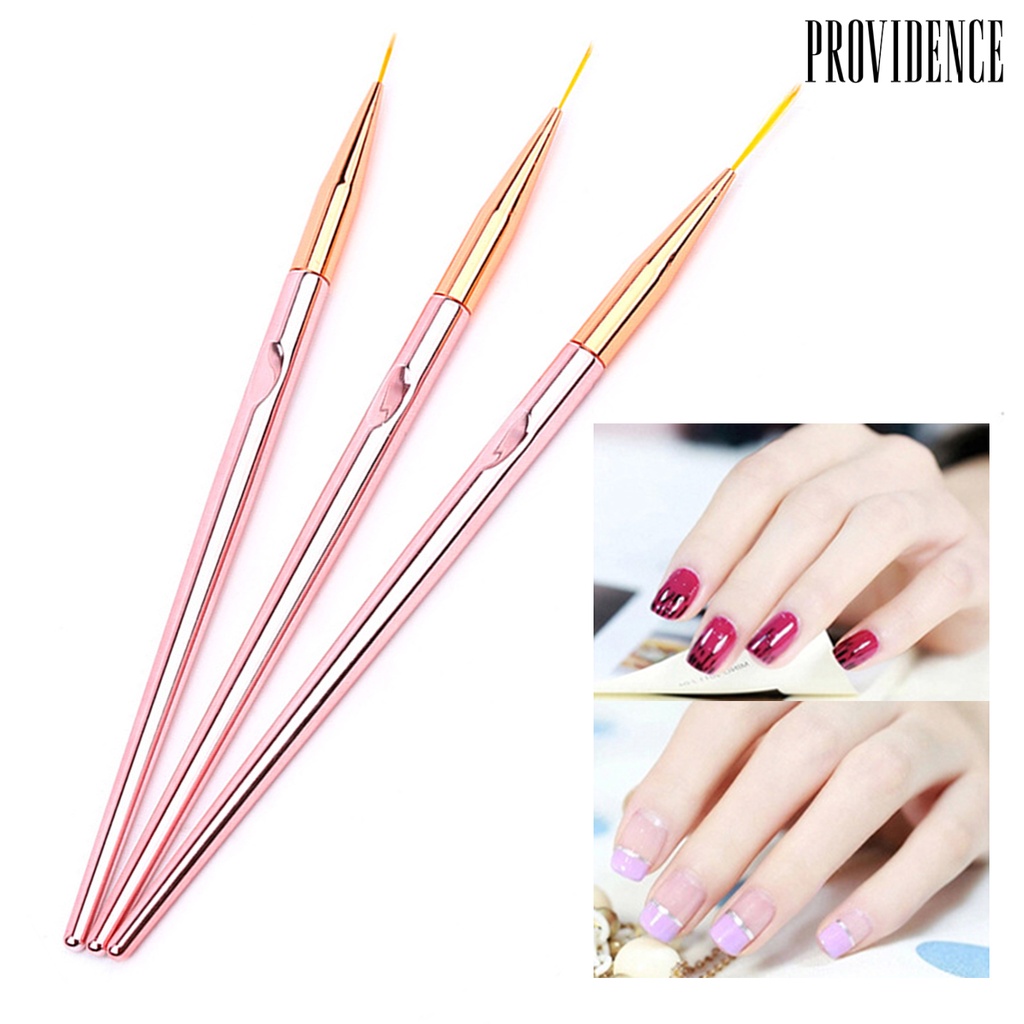 Providence 3Pcs Nail Art Liner Brushes Non-deformation Non-corroding Nail Decor UV Gel Painting Acrylic Liner Brushes for Salon