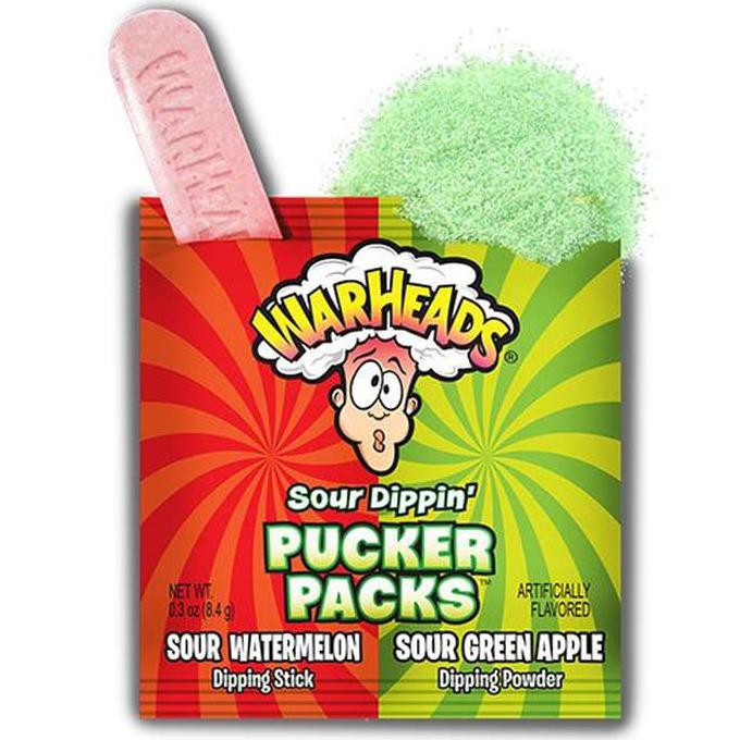 

Permen Warheads Sour Dippin Pucker Pack Blue Raspberry Cherry Permen Asam USA