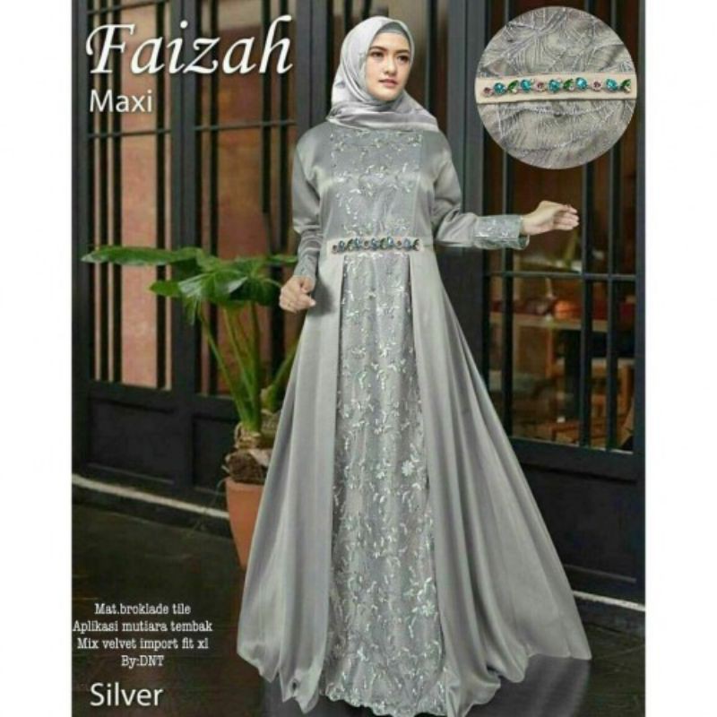 Gamis Brukat Mewah Faizah Maxi Gown Party Dress Gaun